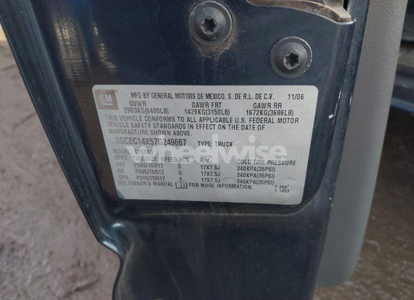 Photo 9 of 2007 Chevrolet Silverado 1500 CLASSIC WORK TRUCK (VIN 3GCEC14X57G249667)