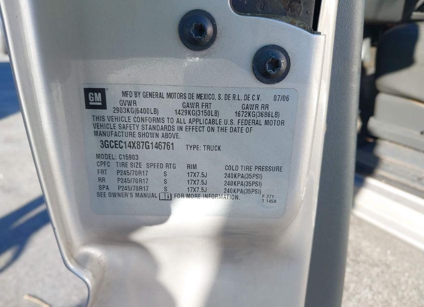 Photo 9 of 2007 Chevrolet Silverado 1500 CLASSIC WORK TRUCK (VIN 3GCEC14X87G146761)