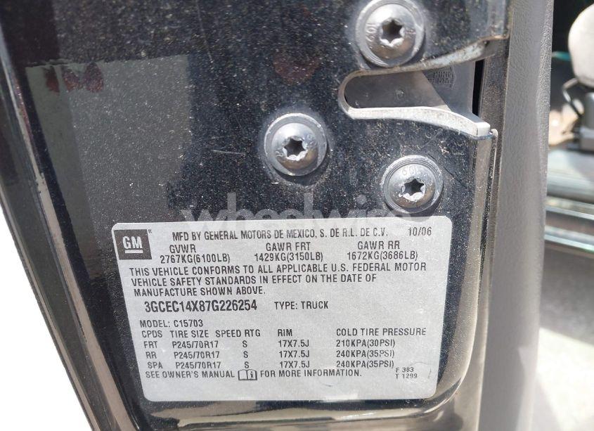 Photo 9 of 2007 Chevrolet Silverado 1500 CLASSIC WORK TRUCK (VIN 3GCEC14X87G226254)