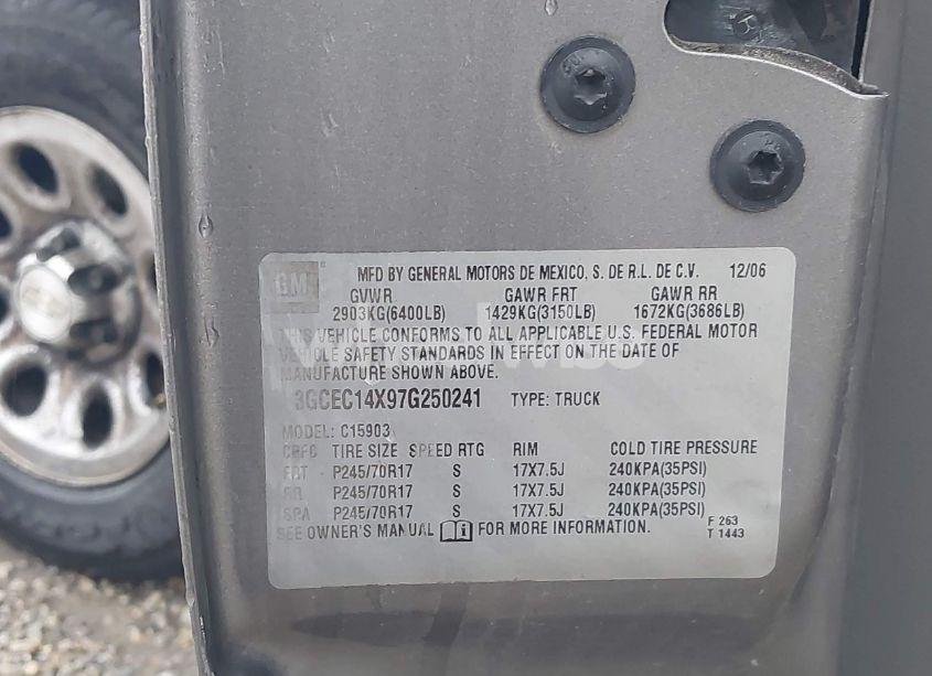 Photo 9 of 2007 Chevrolet Silverado 1500 CLASSIC LS (VIN 3GCEC14X97G250241)