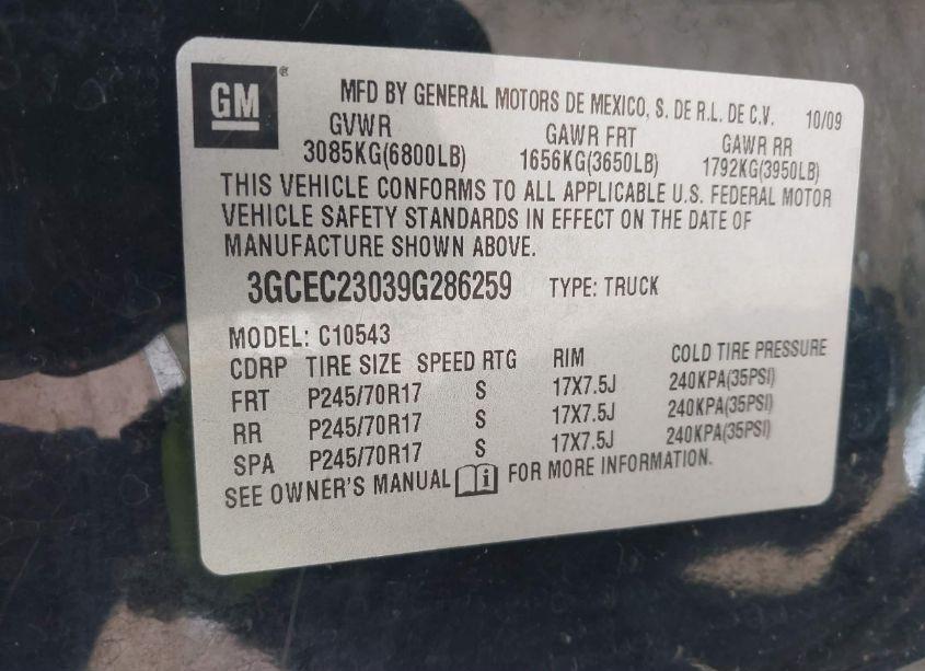 Photo 9 of 2009 Chevrolet Silverado 1500 LT (VIN 3GCEC23039G286259)