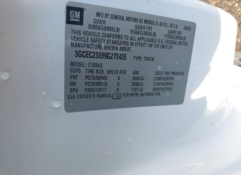 Photo 9 of 2009 Chevrolet Silverado 1500 LT (VIN 3GCEC23089G275435)