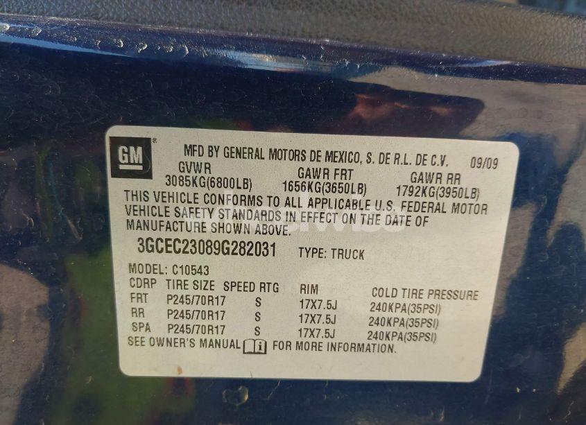 Photo 9 of 2009 Chevrolet Silverado 1500 LT (VIN 3GCEC23089G282031)
