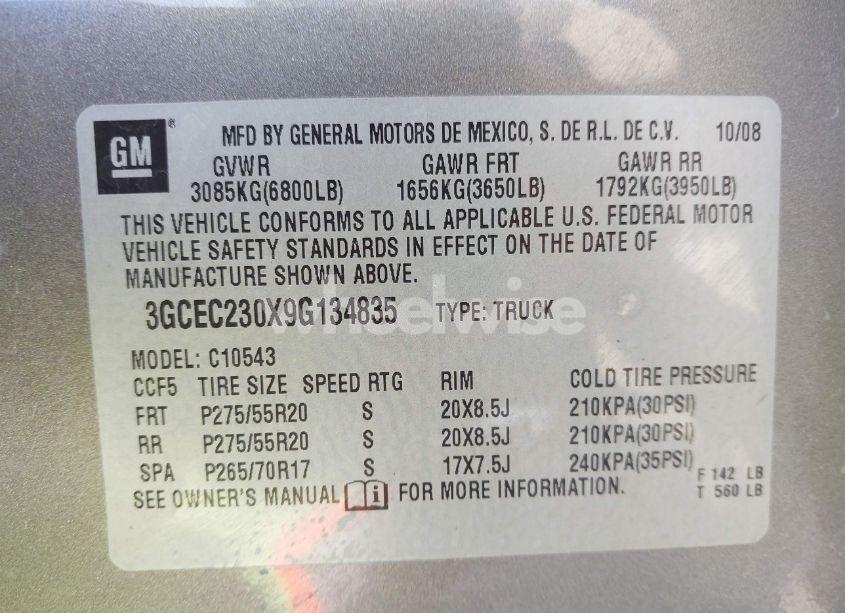 Photo 9 of 2009 Chevrolet Silverado 1500 LT (VIN 3GCEC230X9G134835)