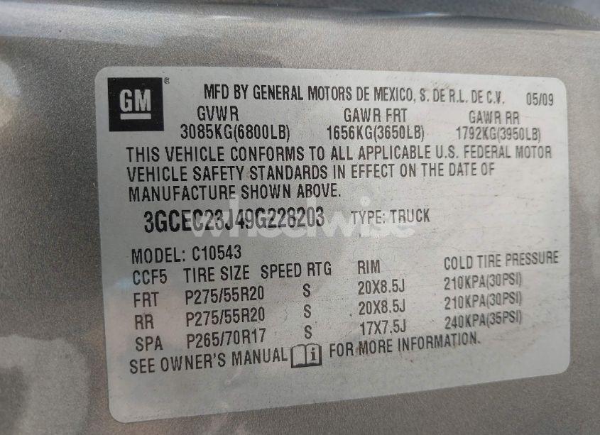 Photo 9 of 2009 Chevrolet Silverado 1500 LT (VIN 3GCEC23J49G228203)