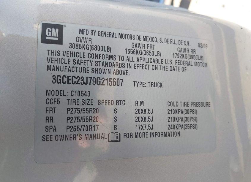 Photo 9 of 2009 Chevrolet Silverado 1500 LT (VIN 3GCEC23J79G215607)
