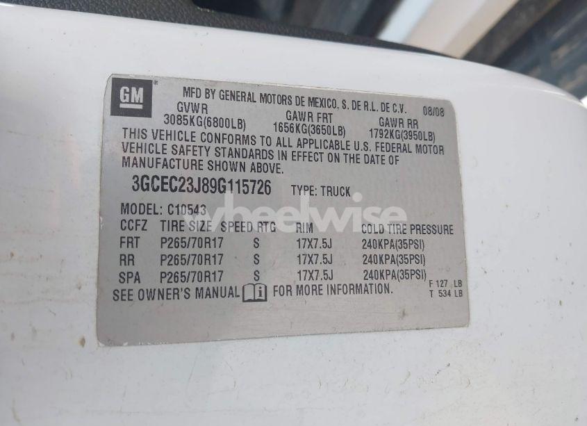 Photo 9 of 2009 Chevrolet Silverado 1500 LT (VIN 3GCEC23J89G115726)