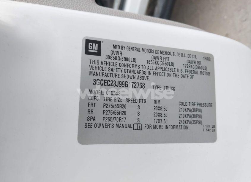 Photo 9 of 2009 Chevrolet Silverado 1500 LT (VIN 3GCEC23J99G172758)