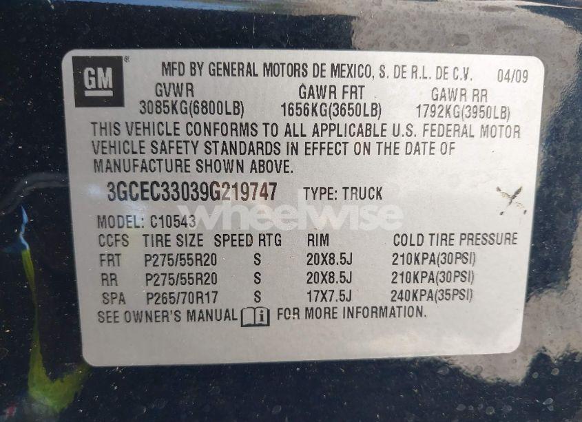 Photo 9 of 2009 Chevrolet Silverado 1500 LTZ (VIN 3GCEC33039G219747)