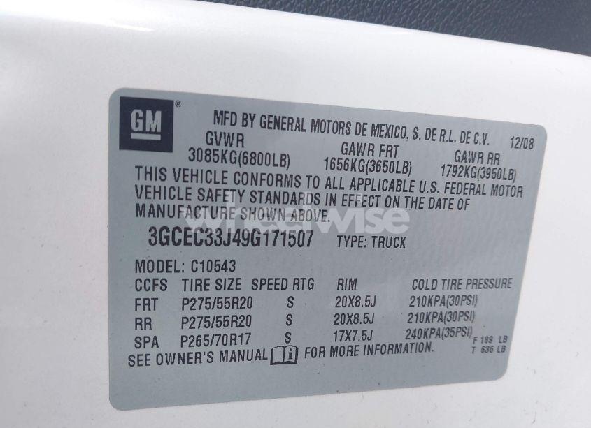 Photo 9 of 2009 Chevrolet Silverado 1500 LTZ (VIN 3GCEC33J49G171507)