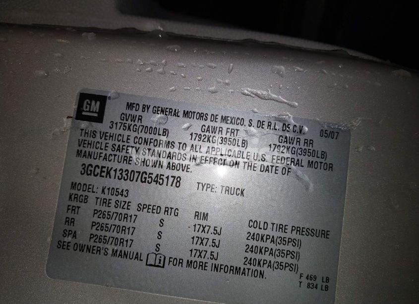 Photo 9 of 2007 Chevrolet Silverado 1500 LT2 (VIN 3GCEK13307G545178)