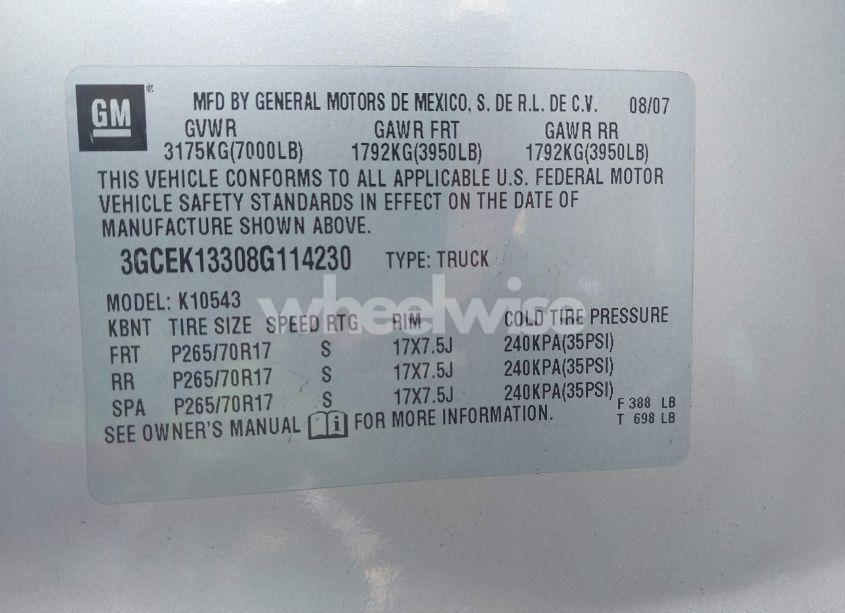 Photo 9 of 2008 Chevrolet Silverado 1500 LT1 (VIN 3GCEK13308G114230)