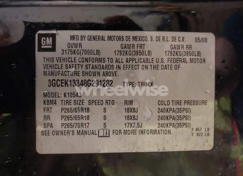 Photo 9 of 2008 Chevrolet Silverado 1500 LT2 (VIN 3GCEK13348G291282)