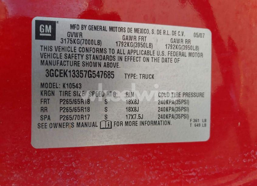 Photo 9 of 2007 Chevrolet Silverado 1500 LT1 (VIN 3GCEK13357G547685)