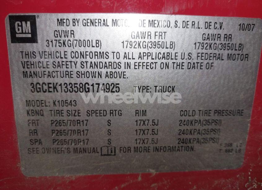 Photo 9 of 2008 Chevrolet Silverado 1500 LT1 (VIN 3GCEK13358G174925)