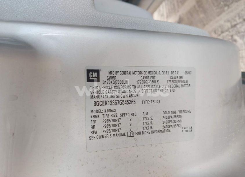 Photo 9 of 2007 Chevrolet Silverado 1500 LT2 (VIN 3GCEK13367G545265)