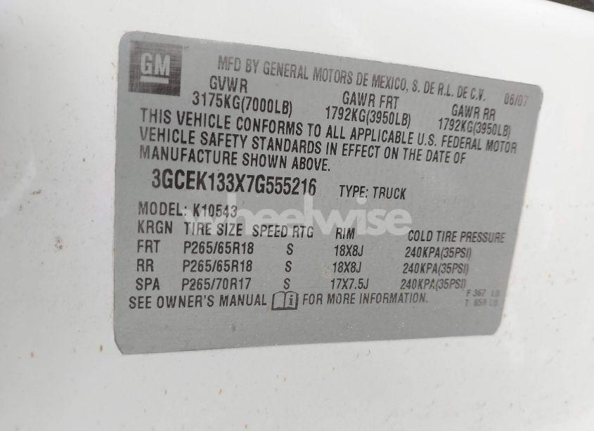 Photo 9 of 2007 Chevrolet Silverado 1500 LT1 (VIN 3GCEK133X7G555216)