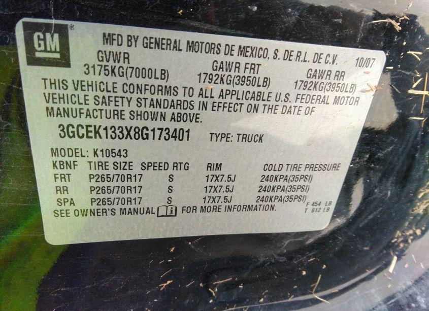 Photo 9 of 2008 Chevrolet Silverado 1500 LTZ (VIN 3GCEK133X8G173401)