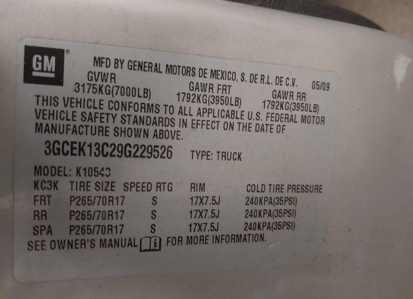 Photo 9 of 2009 Chevrolet Silverado 1500 LS (VIN 3GCEK13C29G229526)