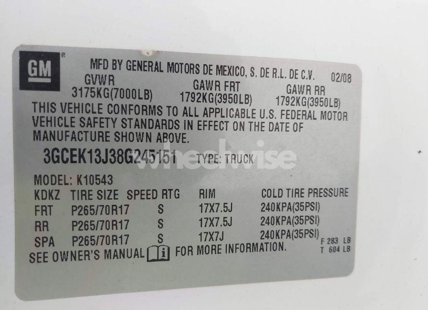 Photo 9 of 2008 Chevrolet Silverado 1500 LT1 (VIN 3GCEK13J38G245151)