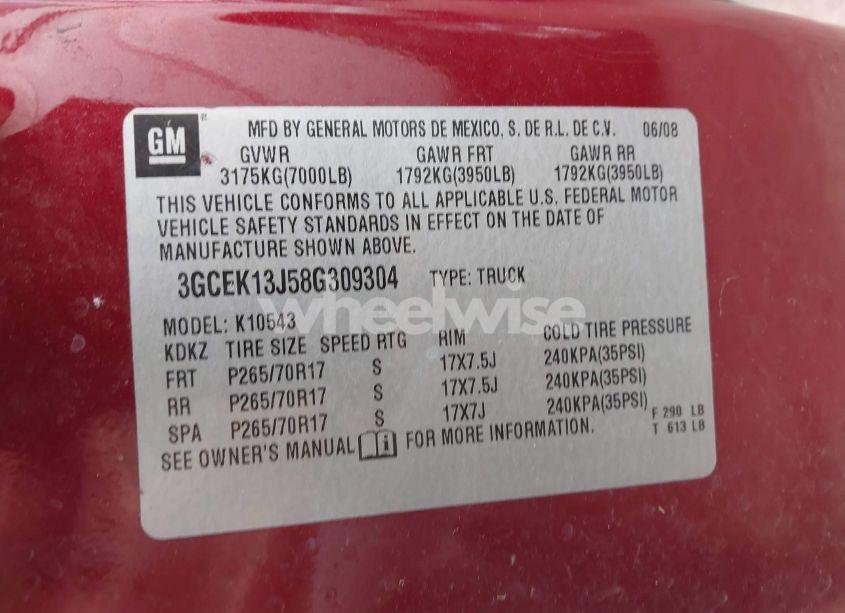Photo 9 of 2008 Chevrolet Silverado 1500 LT1 (VIN 3GCEK13J58G309304)
