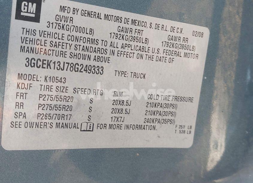 Photo 9 of 2008 Chevrolet Silverado 1500 LT1 (VIN 3GCEK13J78G249333)