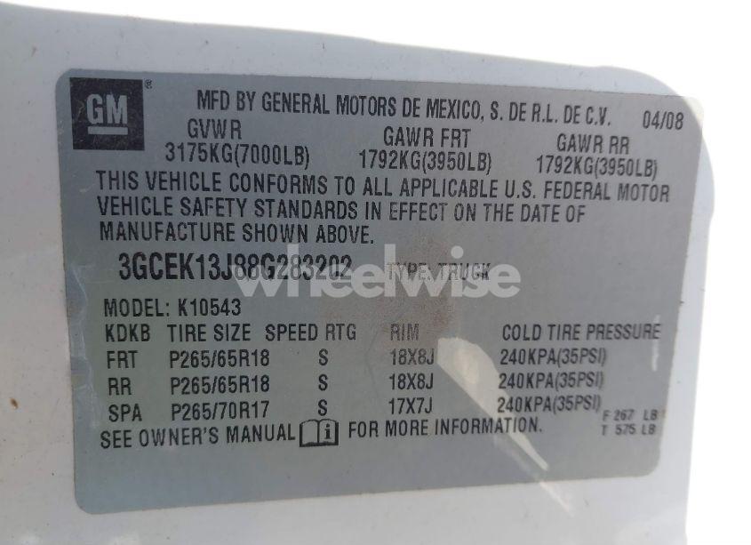 Photo 9 of 2008 Chevrolet Silverado 1500 LT1 (VIN 3GCEK13J88G283202)