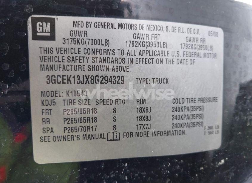 Photo 9 of 2008 Chevrolet Silverado 1500 LT1 (VIN 3GCEK13JX8G294329)