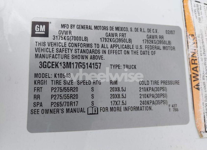 Photo 9 of 2007 Chevrolet Silverado 1500 LTZ (VIN 3GCEK13M17G514157)