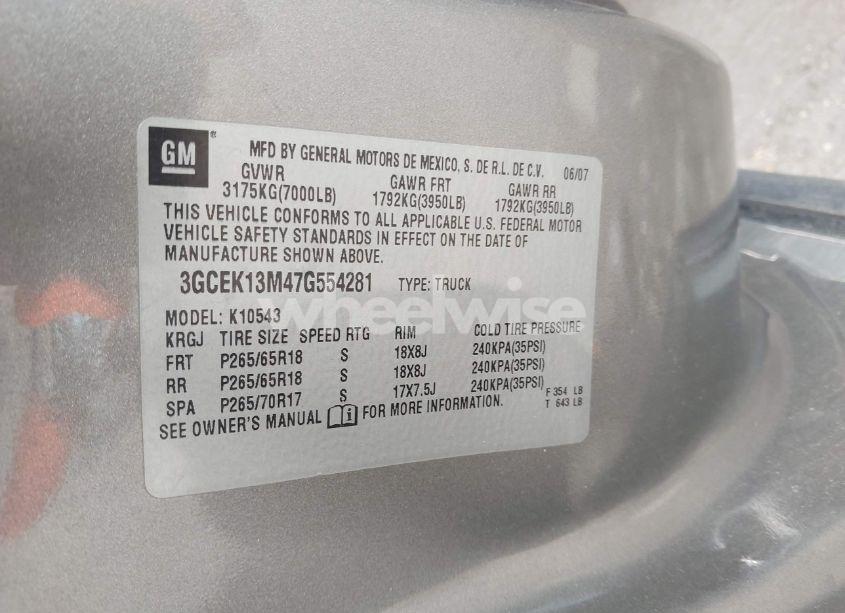 Photo 9 of 2007 Chevrolet Silverado 1500 LT1 (VIN 3GCEK13M47G554281)