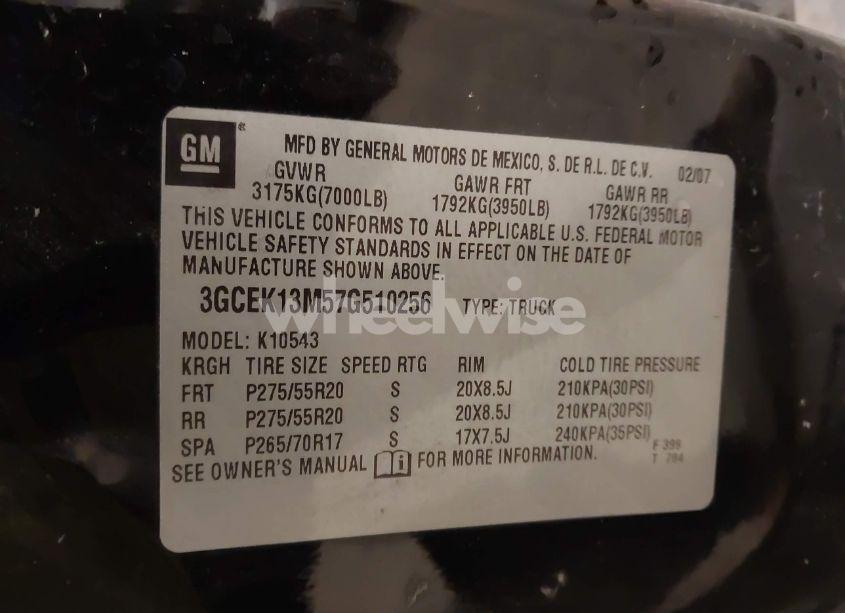 Photo 9 of 2007 Chevrolet Silverado 1500 LTZ (VIN 3GCEK13M57G510256)