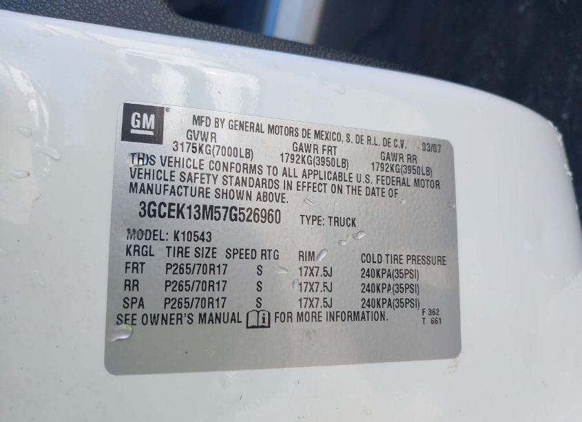 Photo 9 of 2007 Chevrolet Silverado 1500 LT1 (VIN 3GCEK13M57G526960)