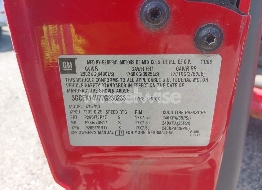 Photo 9 of 2007 Chevrolet Silverado 1500 CLASSIC WORK TRUCK (VIN 3GCEK14V77G230233)