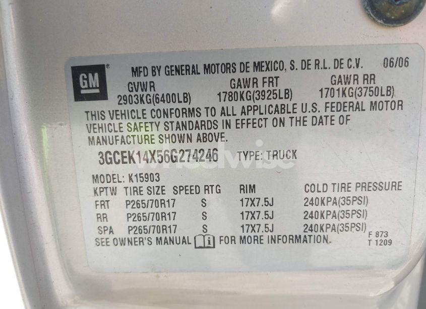 Photo 9 of 2006 Chevrolet Silverado 1500 WORK TRUCK (VIN 3GCEK14X56G274246)