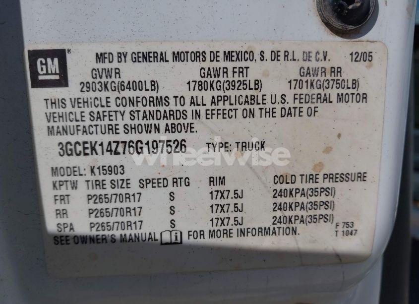 Photo 9 of 2006 Chevrolet Silverado 1500 WORK TRUCK (VIN 3GCEK14Z76G197526)