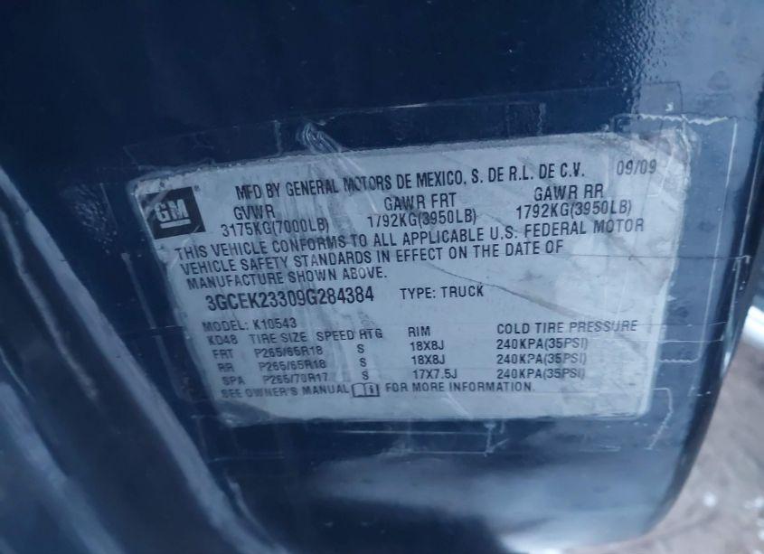 Photo 9 of 2009 Chevrolet Silverado 1500 LT (VIN 3GCEK23309G284384)