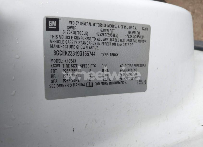 Photo 9 of 2009 Chevrolet Silverado 1500 LT (VIN 3GCEK23319G165744)
