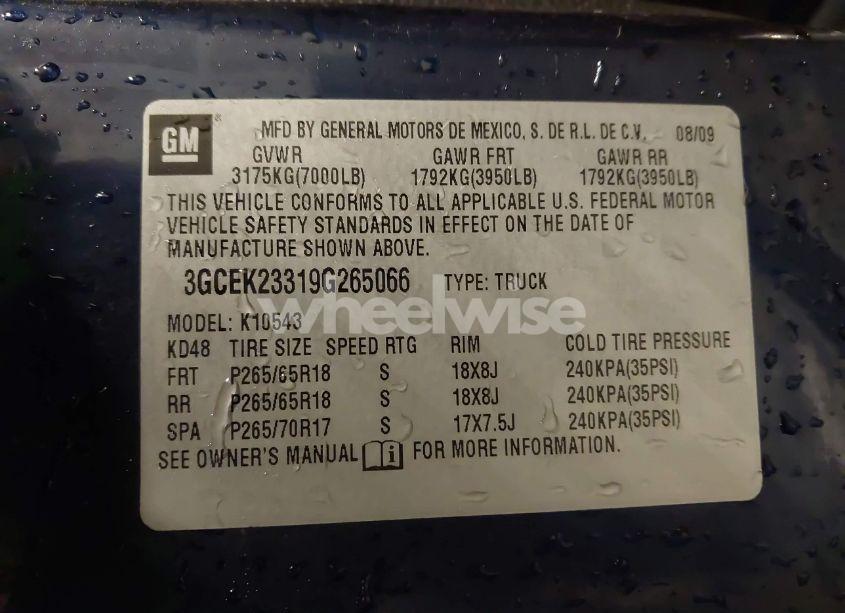 Photo 9 of 2009 Chevrolet Silverado 1500 LT (VIN 3GCEK23319G265066)