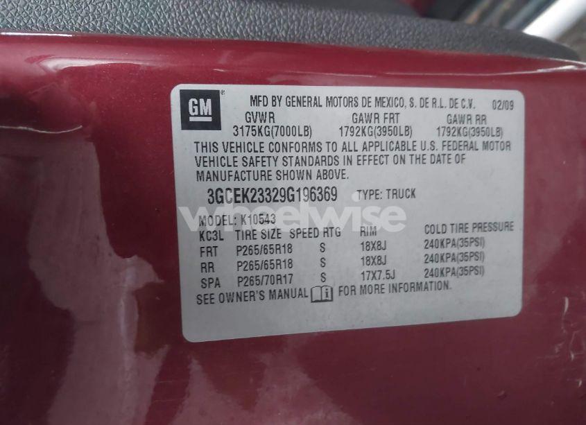 Photo 9 of 2009 Chevrolet Silverado 1500 LT (VIN 3GCEK23329G196369)