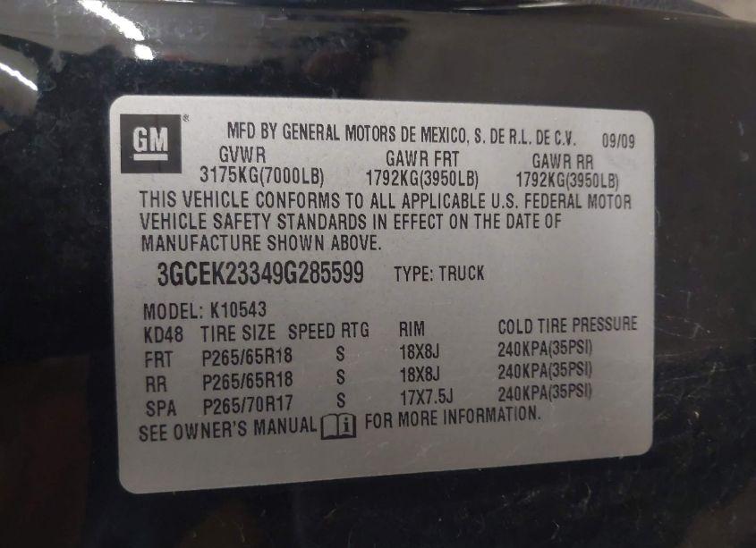 Photo 9 of 2009 Chevrolet Silverado 1500 LT (VIN 3GCEK23349G285599)