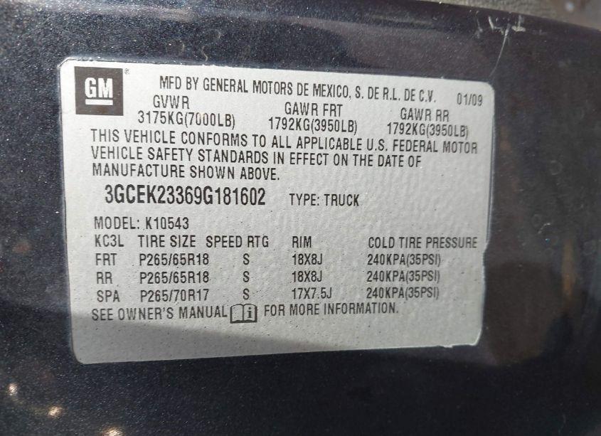 Photo 9 of 2009 Chevrolet Silverado 1500 LT (VIN 3GCEK23369G181602)