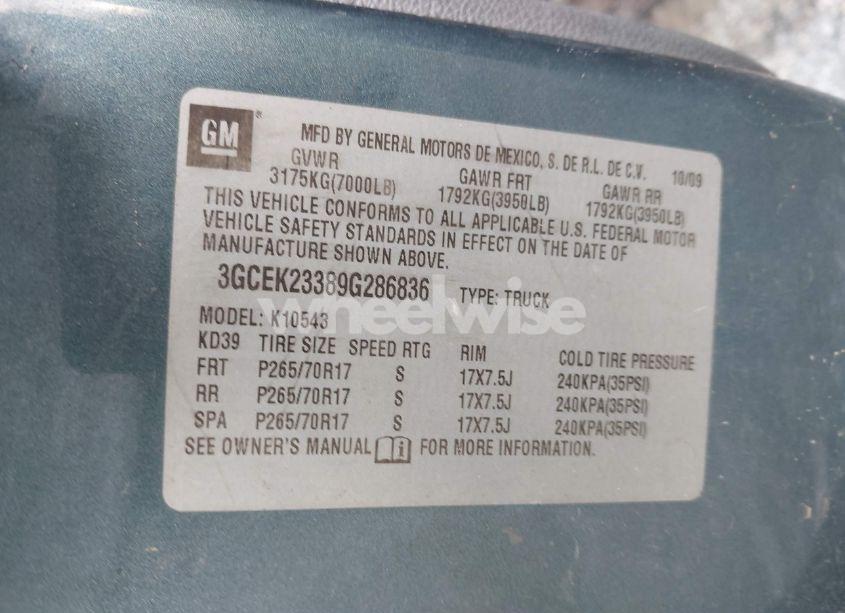 Photo 9 of 2009 Chevrolet Silverado 1500 LT (VIN 3GCEK23389G286836)