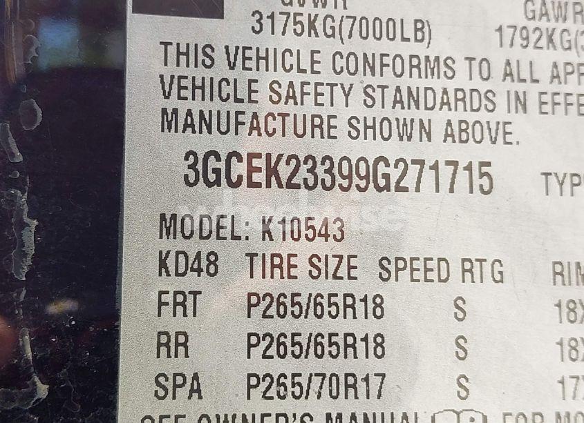 Photo 9 of 2009 Chevrolet Silverado 1500 LT (VIN 3GCEK23399G271715)