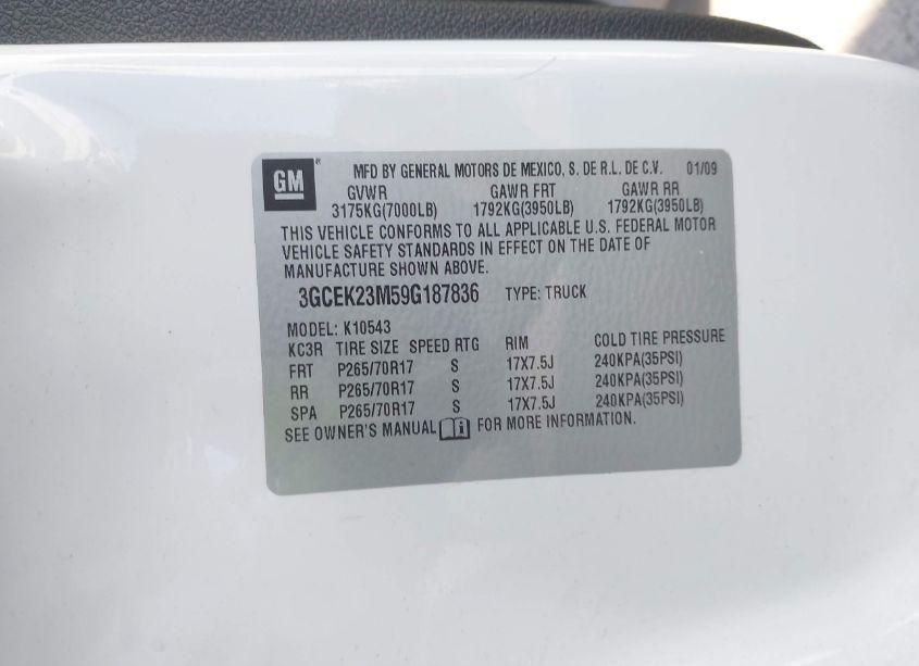 Photo 9 of 2009 Chevrolet Silverado 1500 LT (VIN 3GCEK23M59G187836)