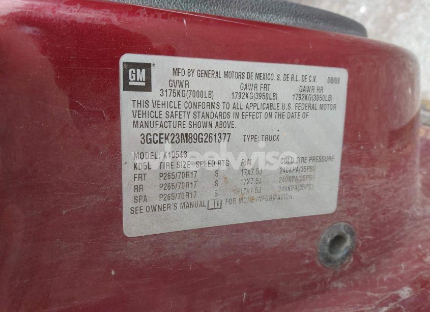 Photo 9 of 2009 Chevrolet Silverado 1500 LT (VIN 3GCEK23M89G261377)