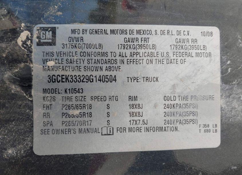 Photo 9 of 2009 Chevrolet Silverado 1500 LTZ (VIN 3GCEK33329G140504)