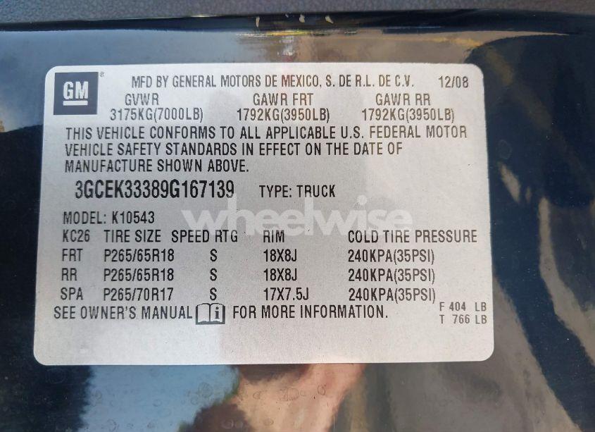 Photo 9 of 2009 Chevrolet Silverado 1500 LTZ (VIN 3GCEK33389G167139)