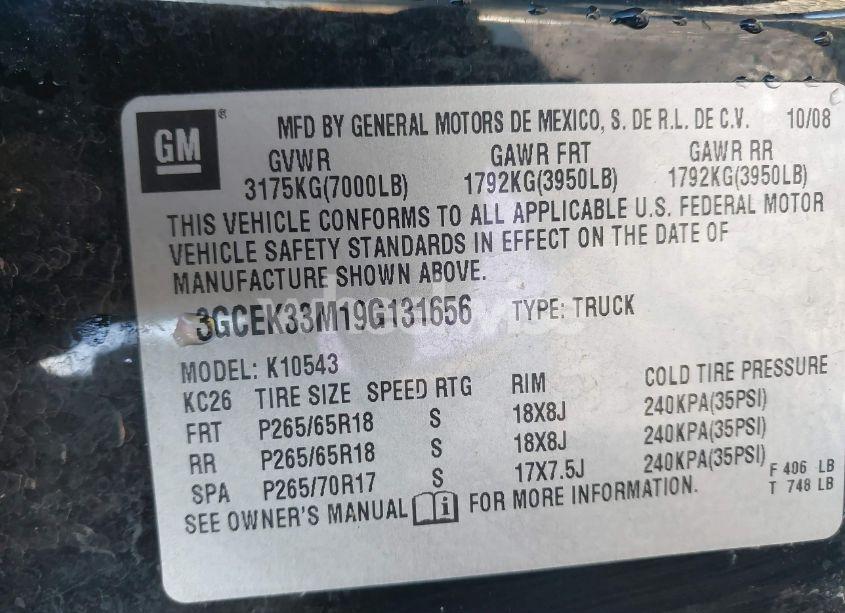 Photo 9 of 2009 Chevrolet Silverado 1500 LTZ (VIN 3GCEK33M19G131656)