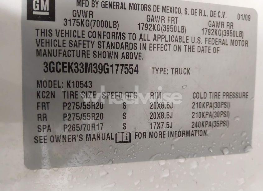 Photo 9 of 2009 Chevrolet Silverado 1500 LTZ (VIN 3GCEK33M39G177554)