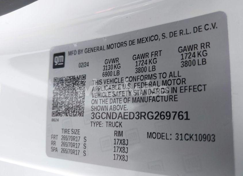 Photo 9 of 2024 Chevrolet Silverado 1500 4WD LONG BED WT (VIN 3GCNDAED3RG269761)